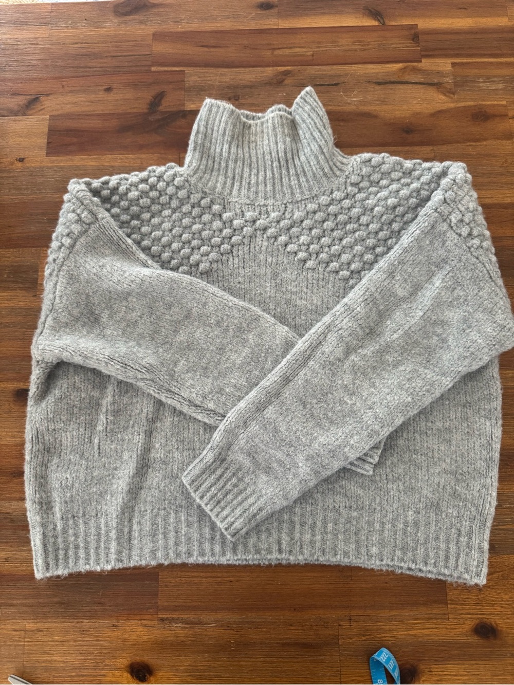 Free People Soft Gray Bubble Turtleneck Sweater